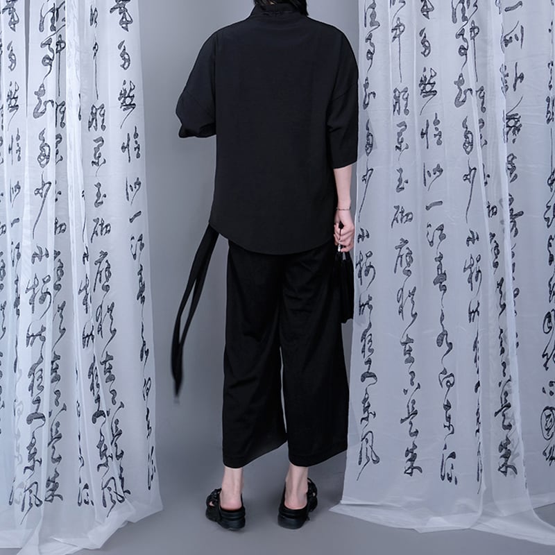 [Kuraho Koya Series] ★China style pants★ Embroidery 2color Gold or Silver Gaucho Pants Gaucho Black Black