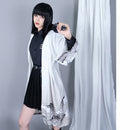 [Kuraho Koya Series]★China style happi coat★2color black or white wave pattern print chiffon improved Hanfu Hanfu coat thin