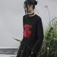 Load image into Gallery viewer, [Big Blue Dragon Series] ★Chinese style sweater★ Knit tops Dragon crest Chinese clothing Black Black Irregular
