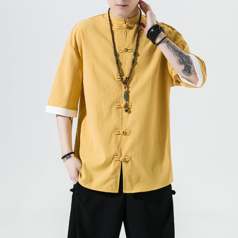 [JUNYI Series] ★China Style Shirt★ Tops 5color Unisex Men's Large Size Simple Chinese Clothes