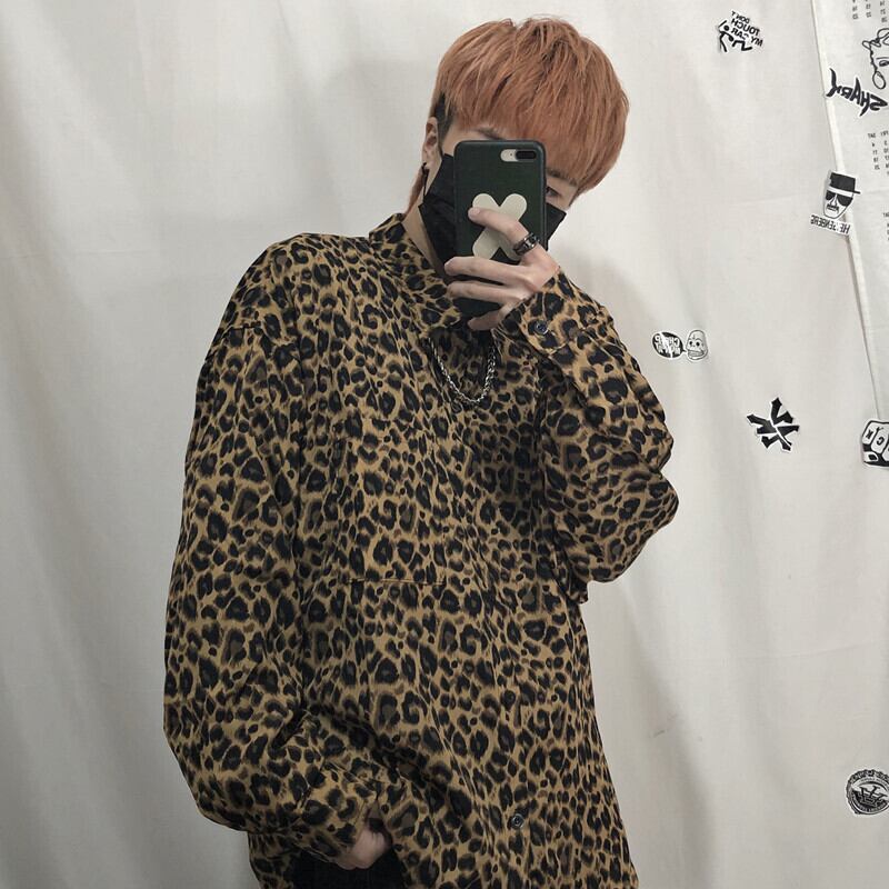 [MGJM Series]★Leopard print shirt★ Tops, long sleeve shirt, unisex, men's leopard print, easy to match, fashion