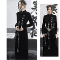 Load image into Gallery viewer, [Big Blue Dragon Series] ★China style dress★ Long length Kanji pattern embroidery Velvet black Black
