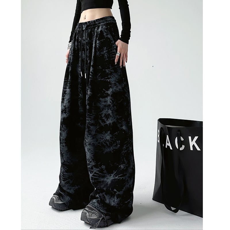 [Ki Shoko Series] ★Casual Pants★ 2color Floral Pattern Pants Bottoms Unisex Men's Black Coffee Color