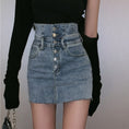 Load image into Gallery viewer, [XJXJ Series] ★Mini Skirt★ Denim Skirt Bottoms 2color Blue or Black Sexy High Waist SML
