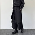 Load image into Gallery viewer, [Illustrated series] ★Pants★ Gaucho pants Unisex Men's Nine-quarter length Black Black Faux layered Culottes
