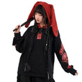 Load image into Gallery viewer, [Ancient Monster --- Rabbit Series] ★China style hoodie★ 2color Regular type or brushed lining type Tops Cute Original Black Red Rabbit ears
