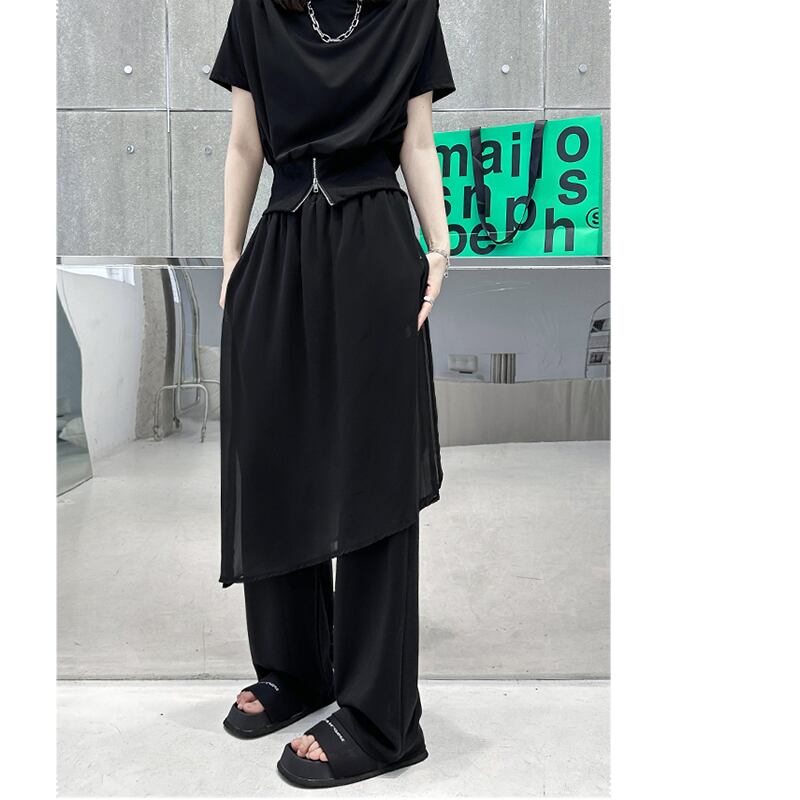 [YIDAO Series] ★Casual Pants★ Switching Chinese Clothes Black Black Skirt + Trousers Integrated Slimming Wear