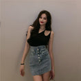 Load image into Gallery viewer, [XJXJ Series] ★Mini Skirt★ Denim Skirt Bottoms 2color Blue or Black Sexy High Waist SML
