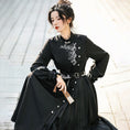 Load image into Gallery viewer, [Dust smoke and cloud dream series] ★China style dress★ With belt, long sleeves, embroidery, black, black SML, slimming, Chinese elements
