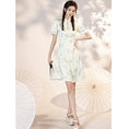 Load image into Gallery viewer, [YUEQIAO series]★Cheongsam dress★ 2color short length Chinese style dress Beige Green
