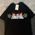 Load image into Gallery viewer, [TANGYAN series] ★T-shirt★ 2color tops, unisex, men's, large size, black, white, floral pattern, easy to match
