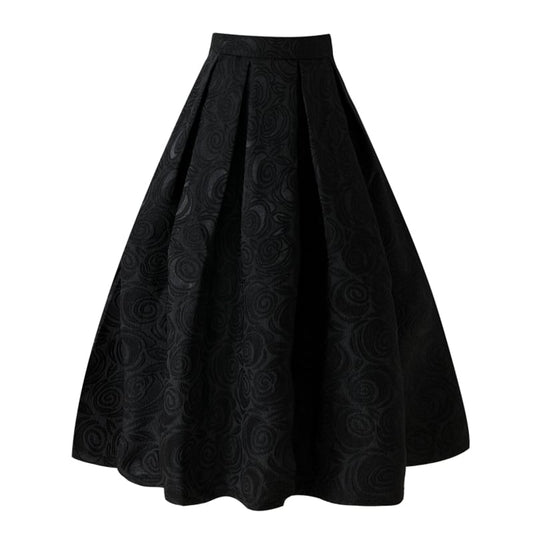 [MOERBEN Series]★Skirt★ Bottoms High waist Improves temperament Floral pattern Easy to match Black Black