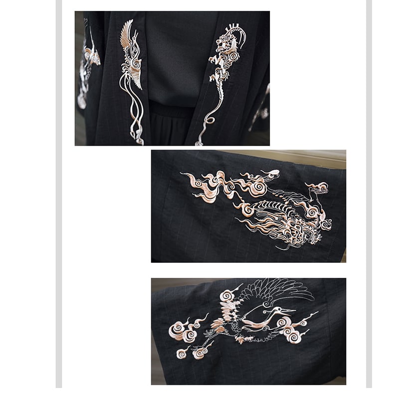 [Ancient ghost house---Wenmu Shuang complete series] ★China style happi coat★ Embroidery thin outerwear original summer improved Chinese clothing black black