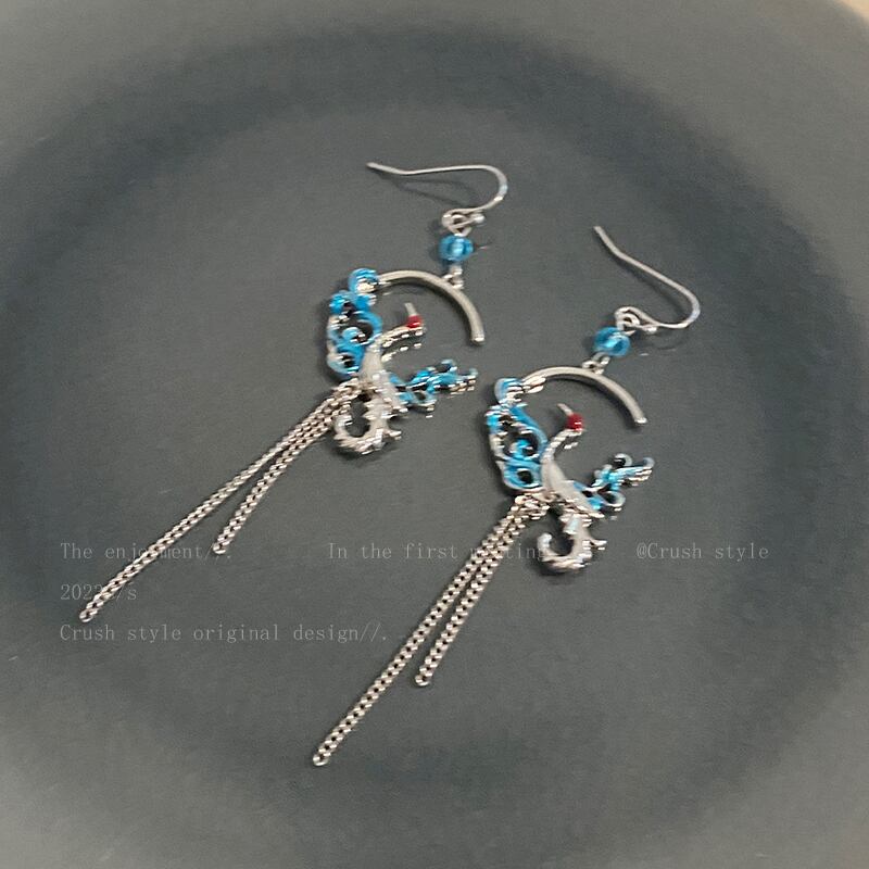 [Minoki Series] ★Chinese style earrings★ Pair of earrings, women's accessories, temperament improvement, date, commuting, crane