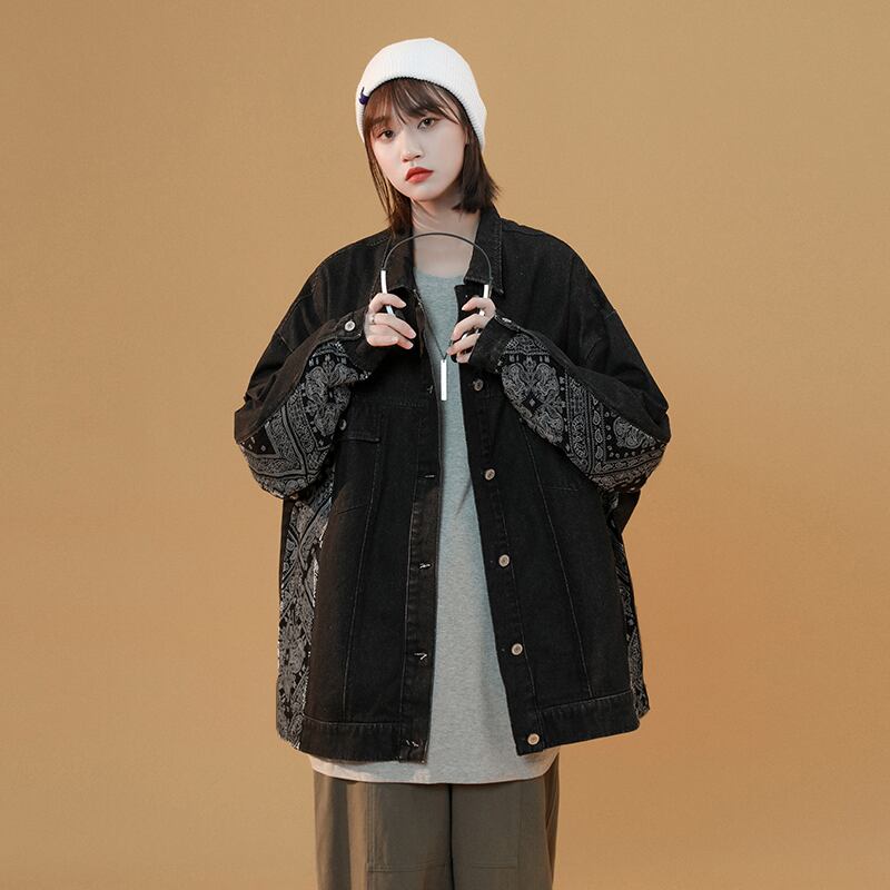 [Winter Series] ★Jacket★ 2color Blue or Black Denim Outer Jeans Unisex Switchable Fashion