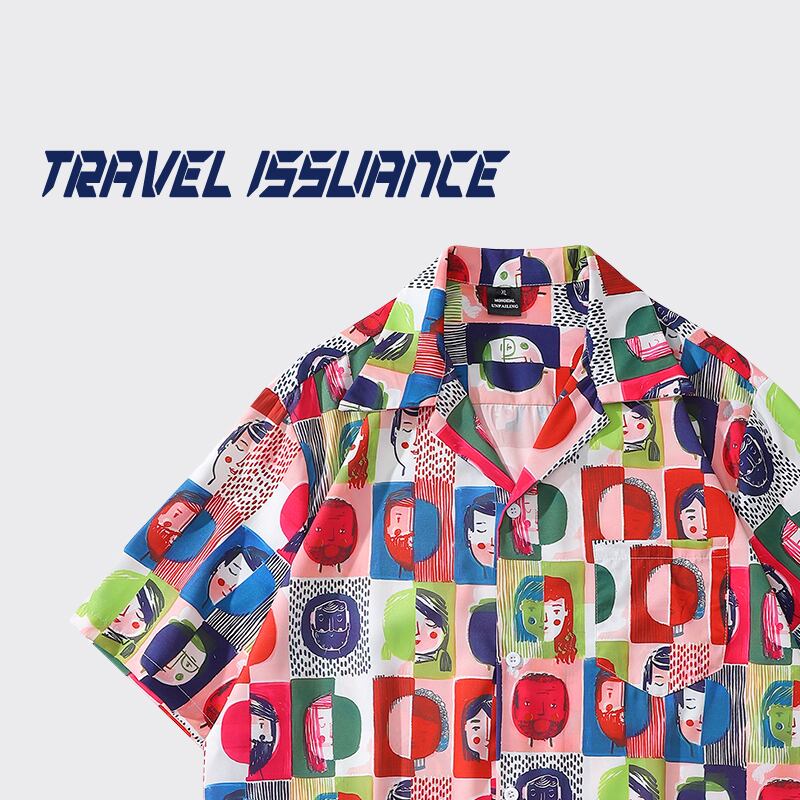 [TRAVEL ISSUANCE Series]★Shirt★ Aloha shirt, Okinawa, Hawaii, tops, beach, short sleeve shirt, unisex, men's, unique