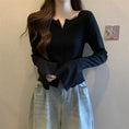 Load image into Gallery viewer, [DINGNING Series] ★Knit tops★ Tops Easy to match, slim, slimming, large size, black, black
