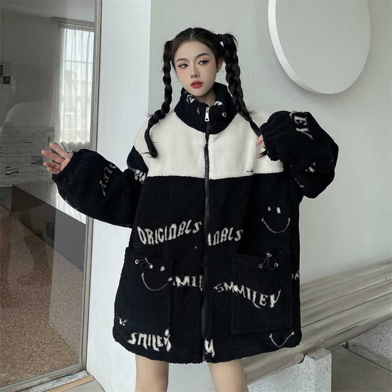 [Style Series] ★Outer★ 2color Jacket Unisex Men's Black White Black White Thick Warm