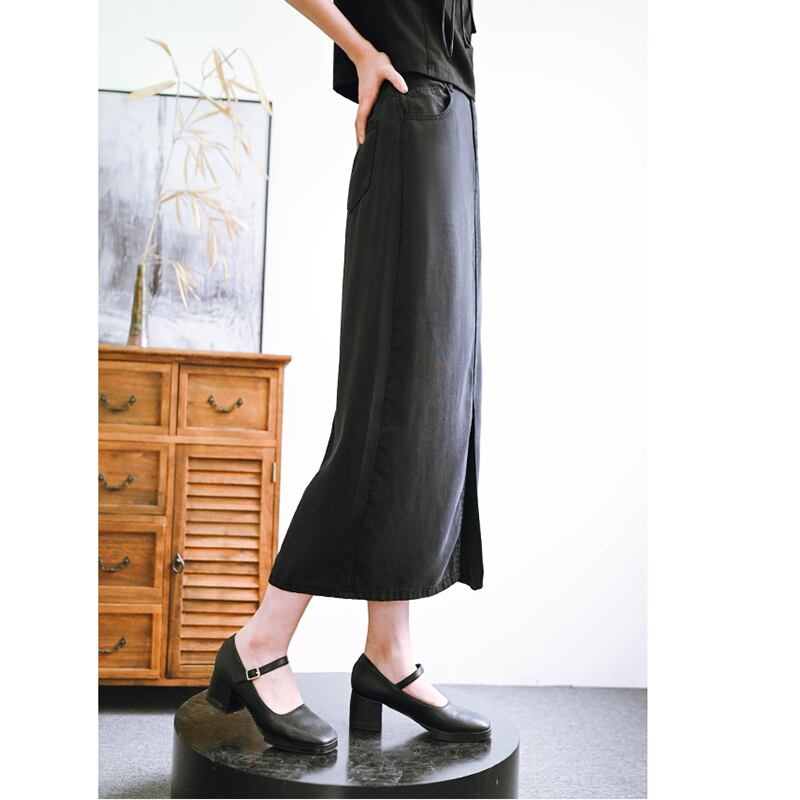 [Kokaisha---Kyouka Suigetsu Series]★China style skirt★Bottoms Black Black Plain Easy to match