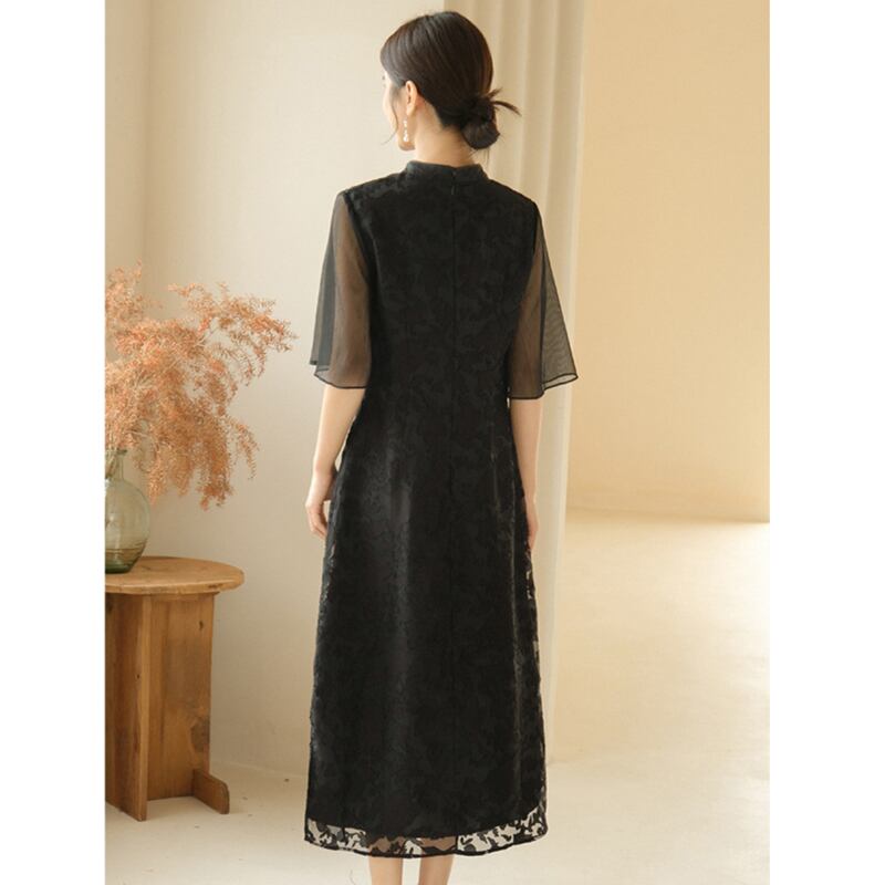 [FENDAI Series]★Chinese style dress★ Improved Chinese dress Summer clothes Elegant Chinese clothes Tang suit Black Black