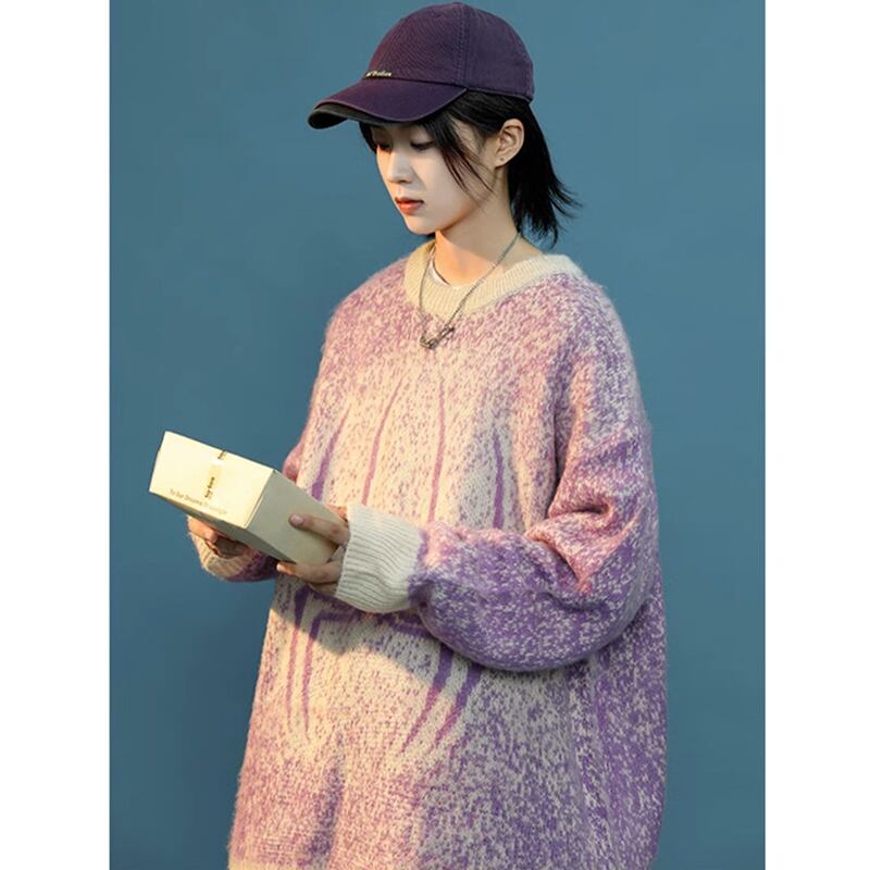 【GEBOXUANシリーズ】★セーター★ 2color トップス 男女兼用 メンズ ブラック パープル  黒 紫 M L XL 2XL