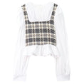 Load image into Gallery viewer, [KEKELI Series] ★Tops★ Faux layered plaid round neck white Easy to match
