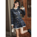 Load image into Gallery viewer, [MEIYI Series] ★One Piece★ Women's Short Length Plaid Pattern Commuting Date Office Lady Navy Improves Temperament
