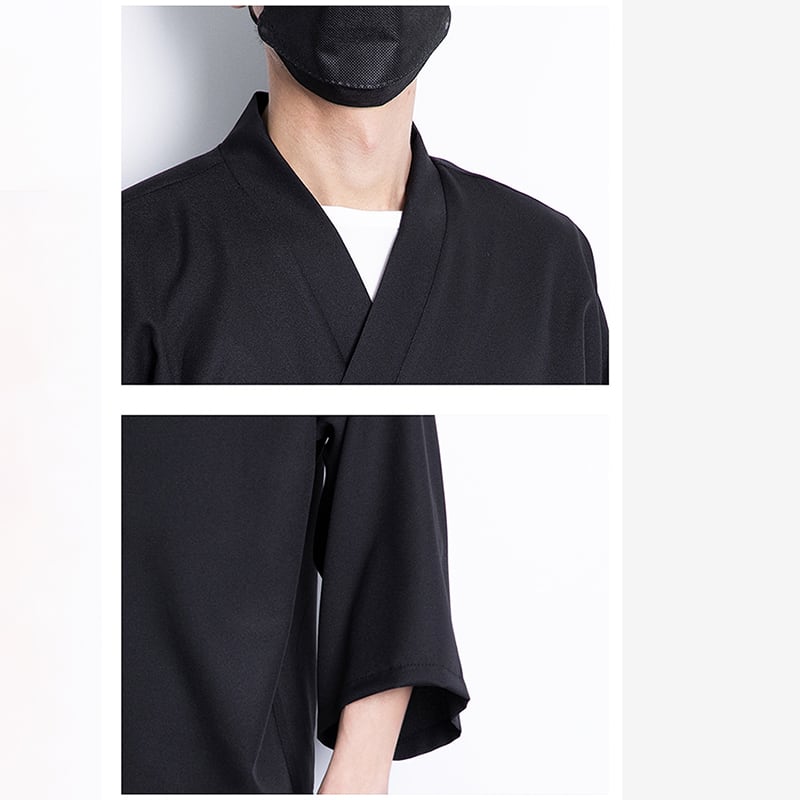 [MUFENG Series] ★Happi coat★ 2color Plain Chinese Style Unisex Men's Large Size Black White