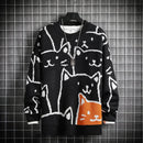 [Nana Series]★Sweater★ 4color Cat Unisex Men's Couple Clothes Cute Large Size Blue Black Orange Beige