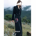 Load image into Gallery viewer, [Big Blue Dragon Series]★China style skirt★ PU skirt Chinese button ethnic style black black slimming wear
