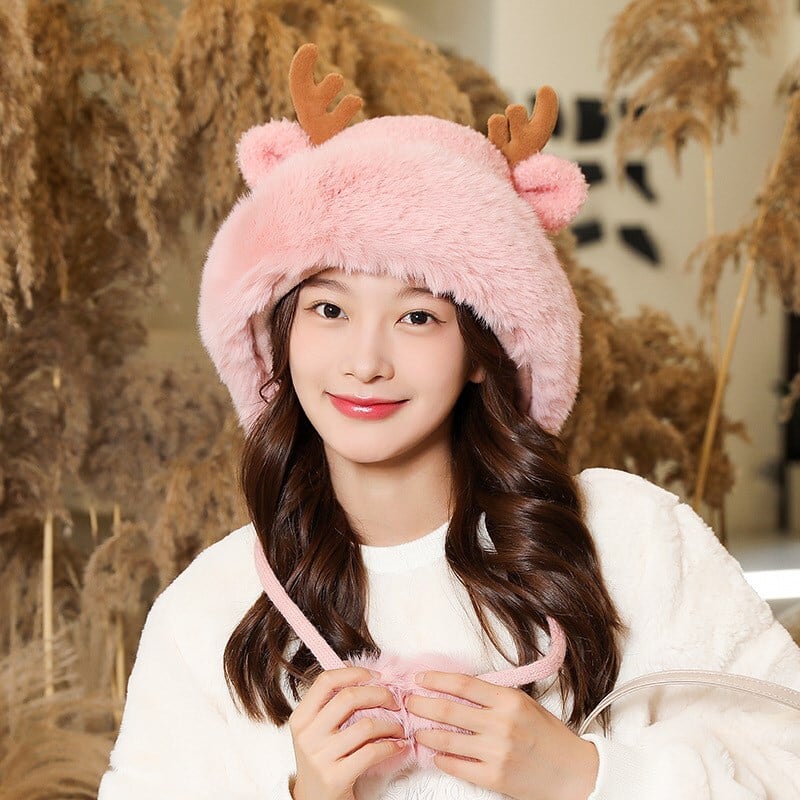 [YISHAN Series] ★ Hat ★ 6 colors selectable Cap Fluffy Deer antler Christmas New Year Thick Warm Cute