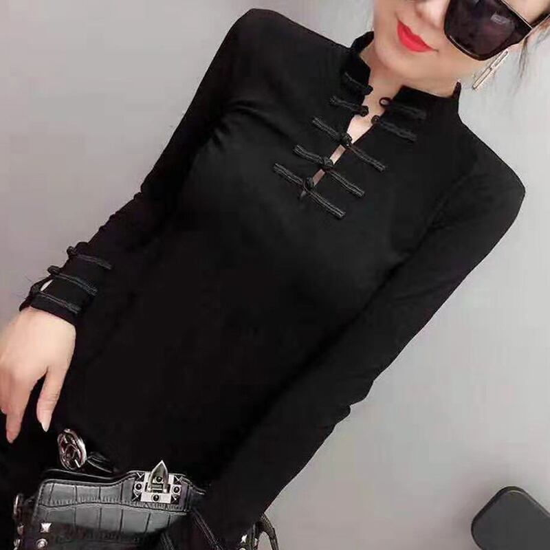 [Xuan Xiaojie Series] ★China style T-shirt★ 3 colors Black or White or Red Improved Tang Suit Tops Plain Slimming Casual Slim