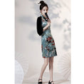 Load image into Gallery viewer, [YUEQIAO Series]★Cheongsam dress★Short length velvet Chinese style dress print retro
