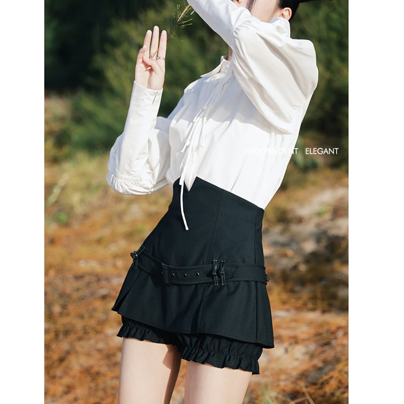 [Big Blue Dragon Series] ★Short pants★ Chinese clothes, mini length, slimming design, easy to match, black, black