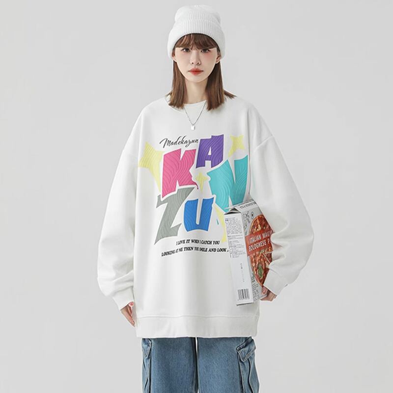 [Fujiman Series] ★Tops★ 3color sweatshirt casual unisex men's black apricot white