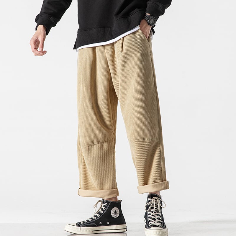 [BIGEMAN Series] ★Casual Pants★ 2color Quarter-length Bottoms Pants Unisex Men's Large Size Corduroy Black Brown