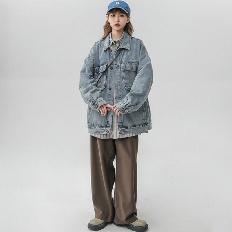 [FKZ Series]★Jacket★ 2color Outer Denim Jacket Unisex Men's Loose Spring Clothes Jeans