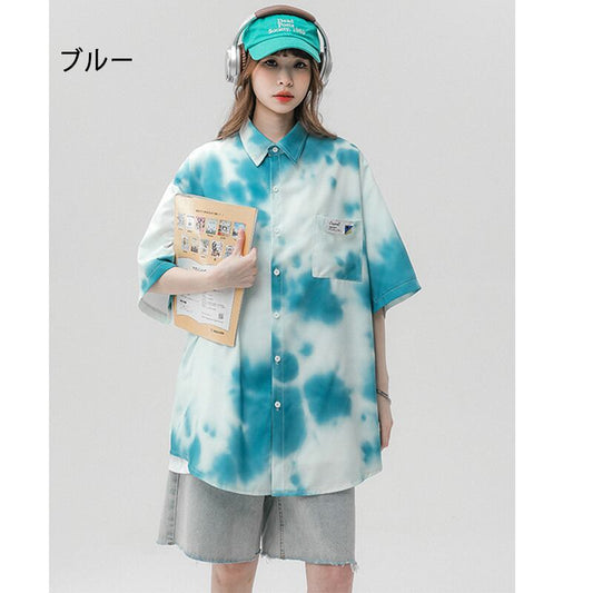 [CHAOMEICHEN Series]★Shirt★ 3color Tops Thin Summer Clothes Unisex Men's Blue Green Brown