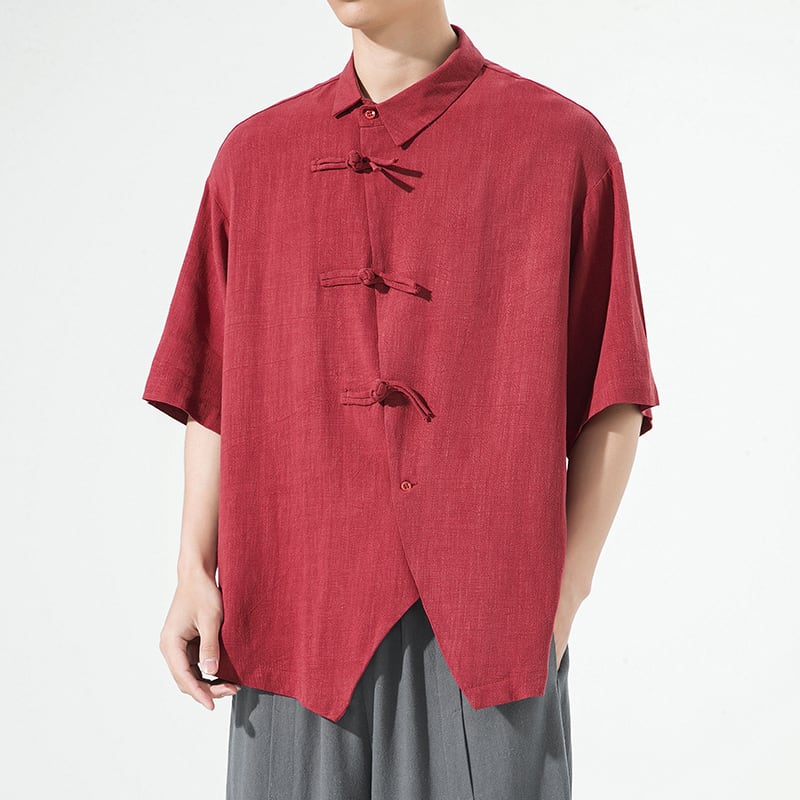 [MMstudios series]★China style shirt★ Tops 3color Unisex Men's Large size Plain Black Red