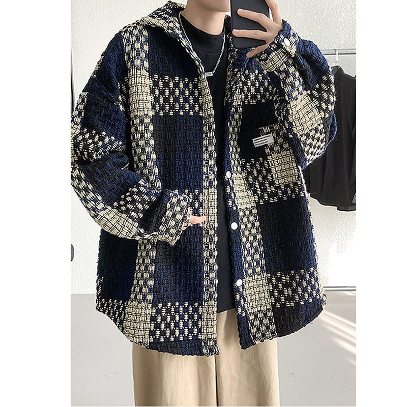 [PPG series] ★Jacket★ 2color outer plaid pattern unisex men's large size