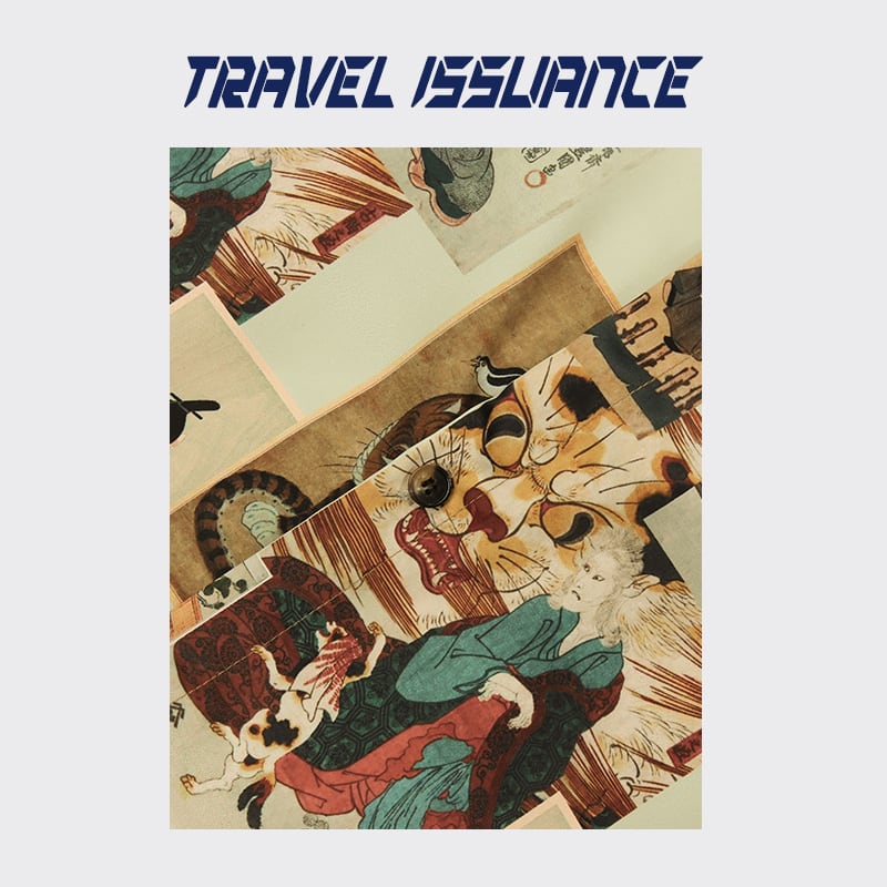 [TRAVEL ISSUANCE Series]★Shirt★ Tops Printed Short Sleeve Shirt Unisex Men's Unique Easy to Match