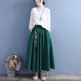 Load image into Gallery viewer, [Qing series]★China style skirt★ 3color Green or red or black Bottoms Embroidered Cotton Linen Casual Green Black Red
