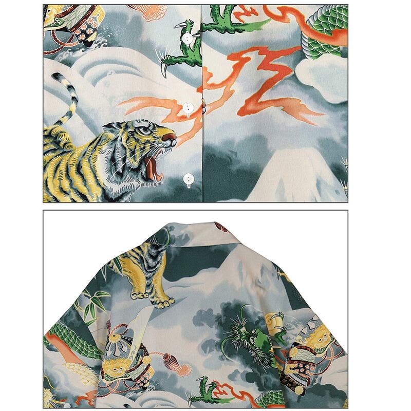 [Yang's Great Dream Series] ★China Style Shirt★ Tops Dragon Crest Dragon Pattern Dragon Print Short Sleeve Shirt Thin Summer Clothes Original