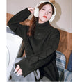 Load image into Gallery viewer, [Kokaisha---Gold Series] ★China style tops★ Sweater Thick and warm High neck Black Black
