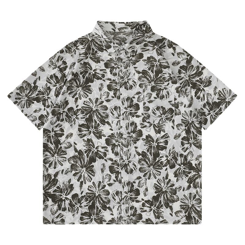 [HTTAOSUP Series]★China style shirt★ 2color tops ink pattern unisex men's ML XL 2XL short sleeve shirt casual