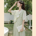 Load image into Gallery viewer, [Ali Series] ★One Piece★ Faux Layered Ribbon Commuting Wedding Date Office Summer Clothes Green Green
