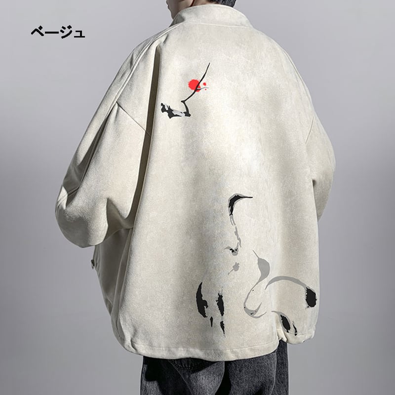 [WUSHE Series]★China style outerwear★ 4color jacket casual ink pattern unisex men's large size