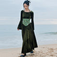 Load image into Gallery viewer, [Big Blue Dragon Series] ★China style dress★ Switching velvet bamboo embroidery green sexy
