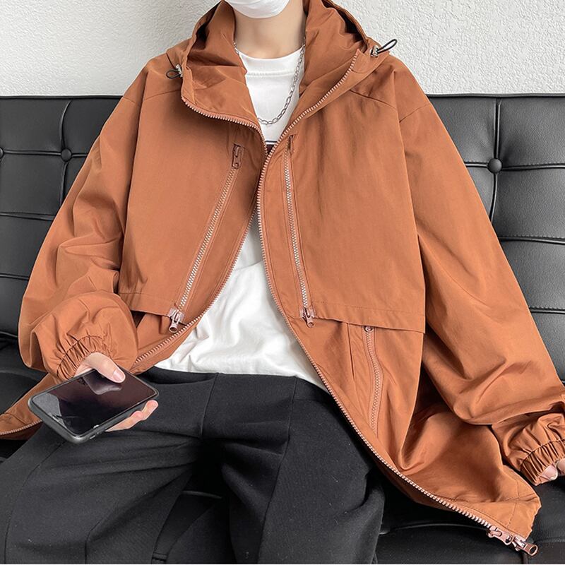 [YOULIN Series]★Jacket★ 3color Unisex Men's Large Size Casual with Hat Black Brown Red