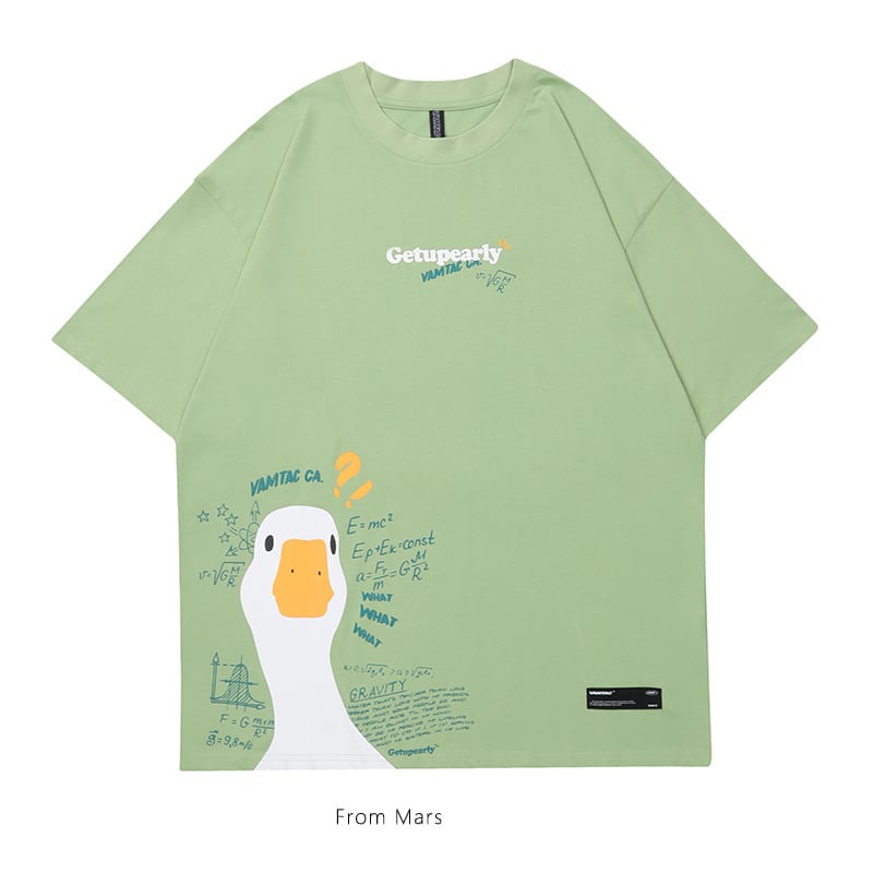 【From Mars---数学鴨シリーズ】★Tシャツ★ 2color 個性的 男女兼用 メンズ カップル服 動物柄 可愛い